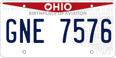 OH license plate GNE7576
