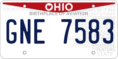 OH license plate GNE7583