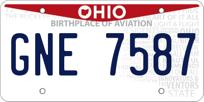 OH license plate GNE7587