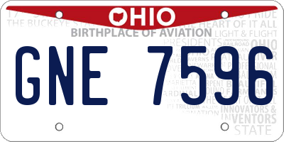 OH license plate GNE7596