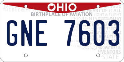 OH license plate GNE7603