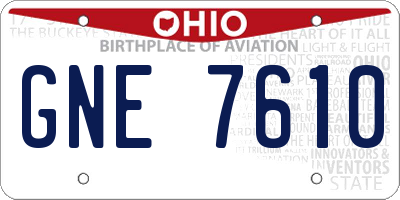 OH license plate GNE7610