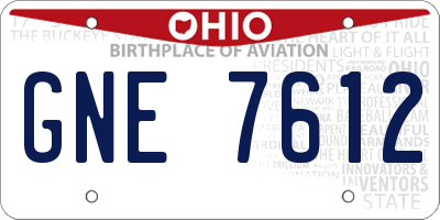 OH license plate GNE7612