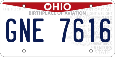 OH license plate GNE7616