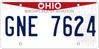 OH license plate GNE7624