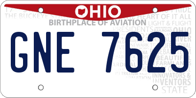 OH license plate GNE7625