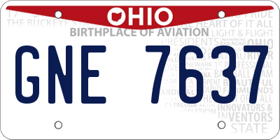 OH license plate GNE7637