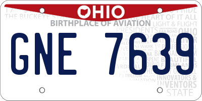 OH license plate GNE7639