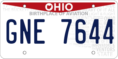 OH license plate GNE7644