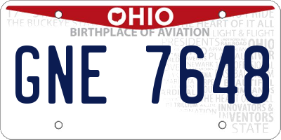 OH license plate GNE7648