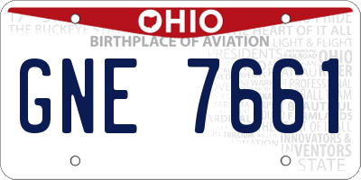 OH license plate GNE7661