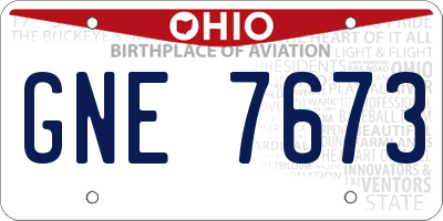OH license plate GNE7673