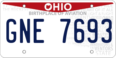 OH license plate GNE7693