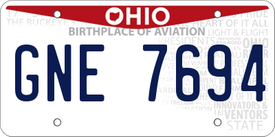 OH license plate GNE7694