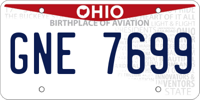 OH license plate GNE7699