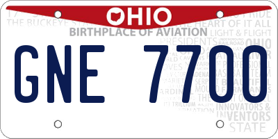 OH license plate GNE7700