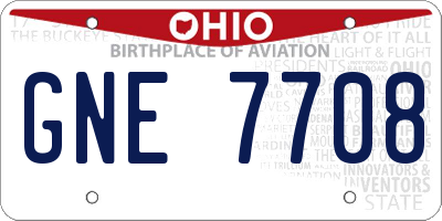 OH license plate GNE7708