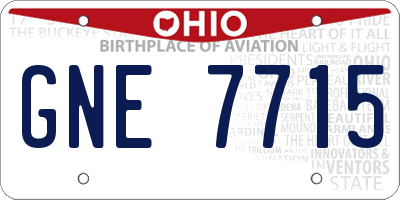 OH license plate GNE7715