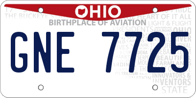 OH license plate GNE7725