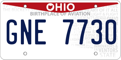 OH license plate GNE7730