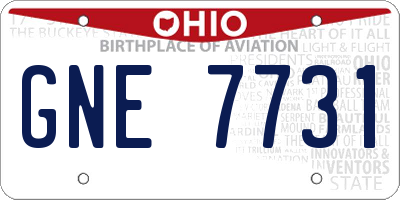 OH license plate GNE7731