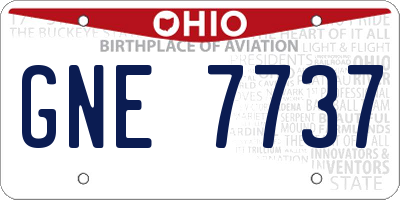 OH license plate GNE7737