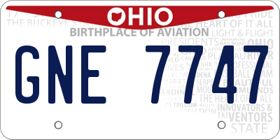 OH license plate GNE7747