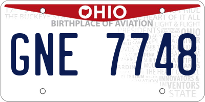 OH license plate GNE7748