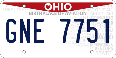 OH license plate GNE7751