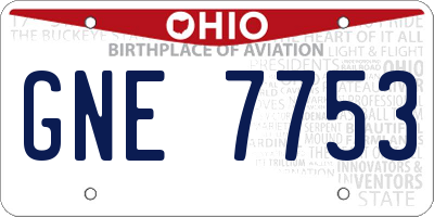 OH license plate GNE7753