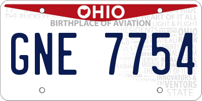 OH license plate GNE7754