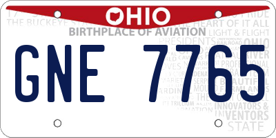 OH license plate GNE7765