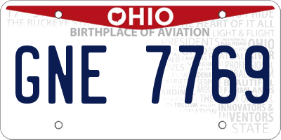 OH license plate GNE7769