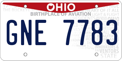 OH license plate GNE7783