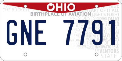 OH license plate GNE7791