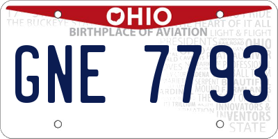 OH license plate GNE7793