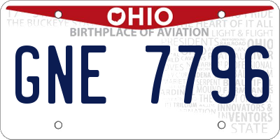 OH license plate GNE7796