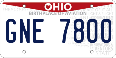 OH license plate GNE7800