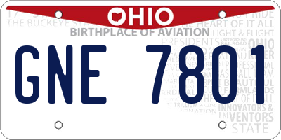 OH license plate GNE7801
