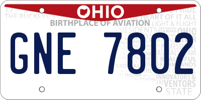 OH license plate GNE7802