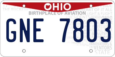 OH license plate GNE7803