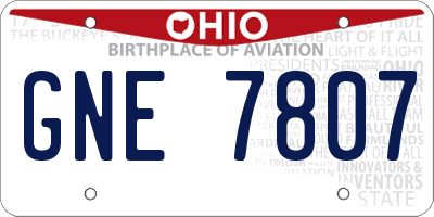 OH license plate GNE7807