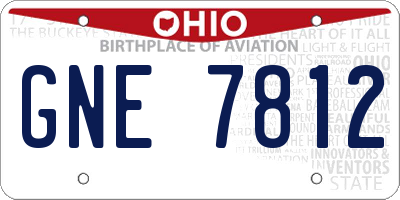 OH license plate GNE7812