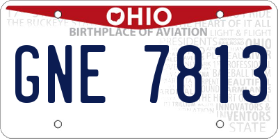 OH license plate GNE7813