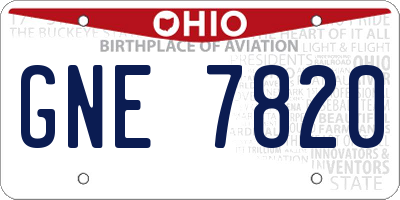 OH license plate GNE7820