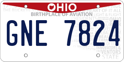 OH license plate GNE7824