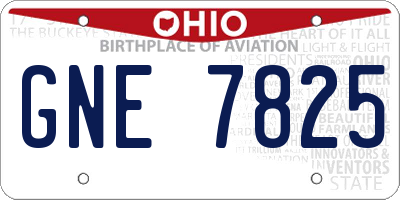 OH license plate GNE7825