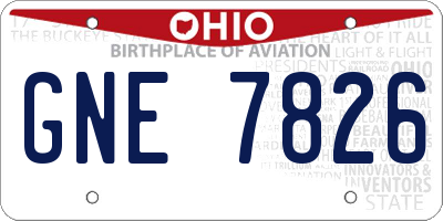 OH license plate GNE7826