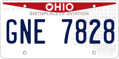 OH license plate GNE7828