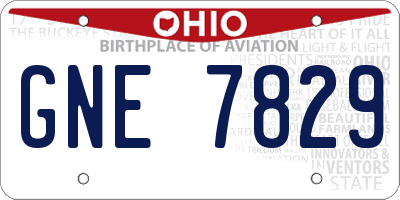 OH license plate GNE7829